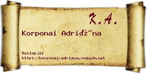 Korponai Adriána névjegykártya